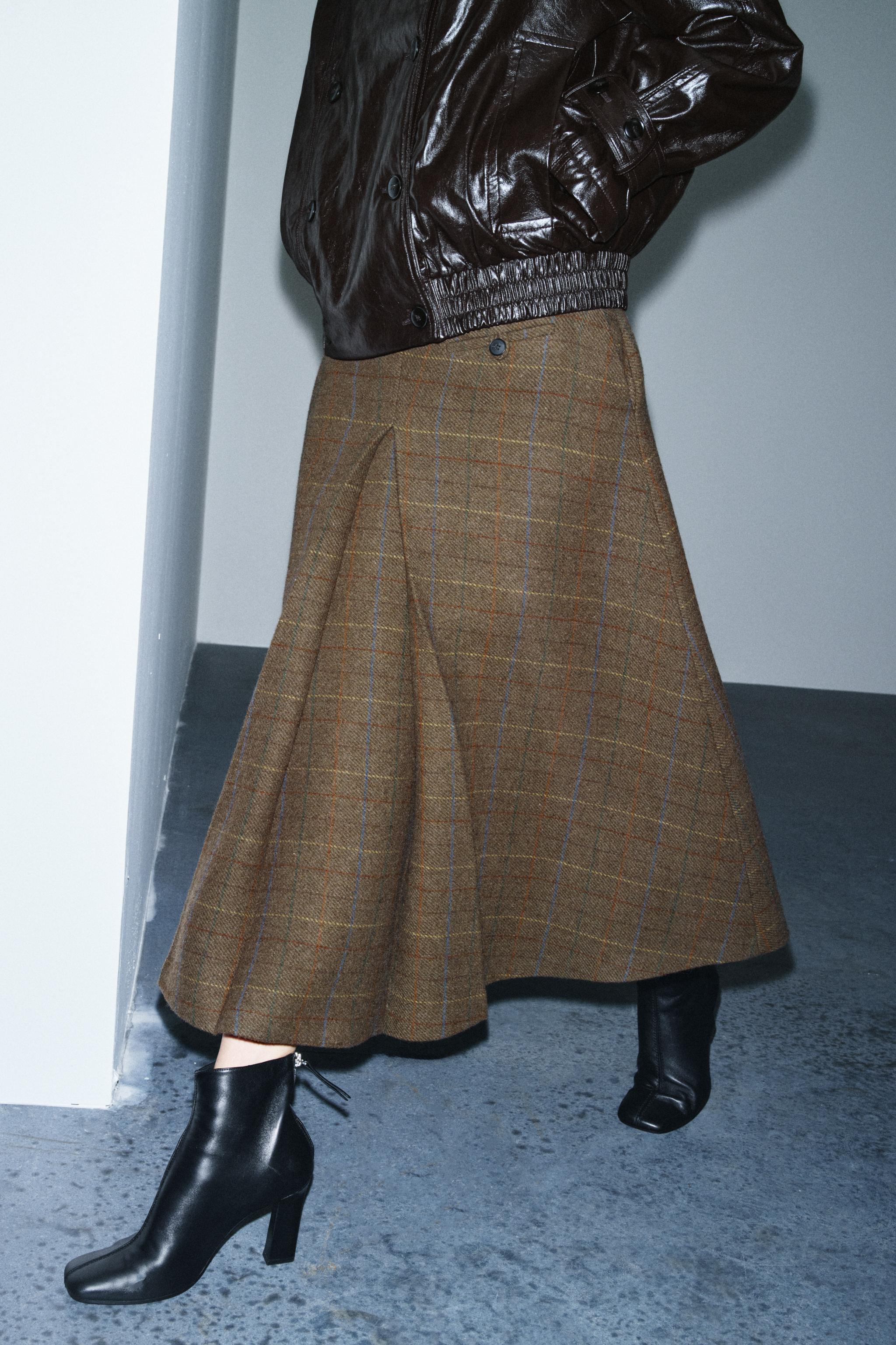 PLAID WOOL SKIRT ZW COLLECTION